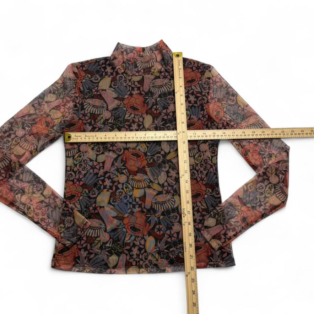 Anthropologie Floral Sheer Overlay Mock Neck Office Siren Blouse Top Size XS - Picture 6 of 6